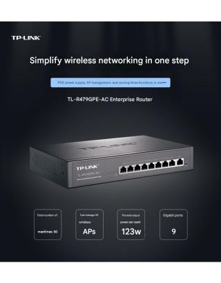 TP-LINK 9 Port 3 in 1 AC Gigabit Wired PoE 77W Power Supply AC Management Router