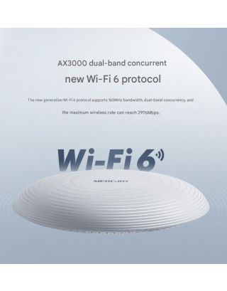 Mercury WiFi6 AX3000 Dual-Band Gigabit WiFi6 Wireless Ceiling Panel AP Network Cable POE Power Supply