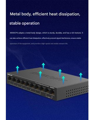 Mercury 10-port Monitoring Standard POE Power supply 48V (100mbps) Switch
