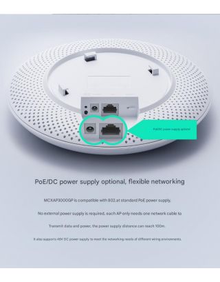 Mercury WiFi6 AX3000 Dual-Band Gigabit WiFi6 Wireless Ceiling Panel AP Network Cable POE Power Supply